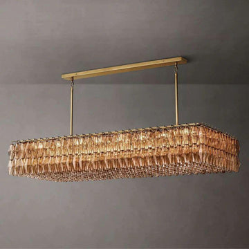 Chiara Smoke Glass Rectangular Chandelier 74" For Living Room - King Lamps