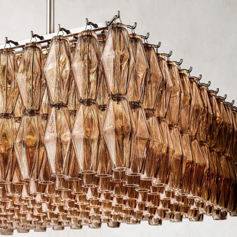 Chiara Smoke Glass Rectangular Chandelier 74" For Living Room - King Lamps