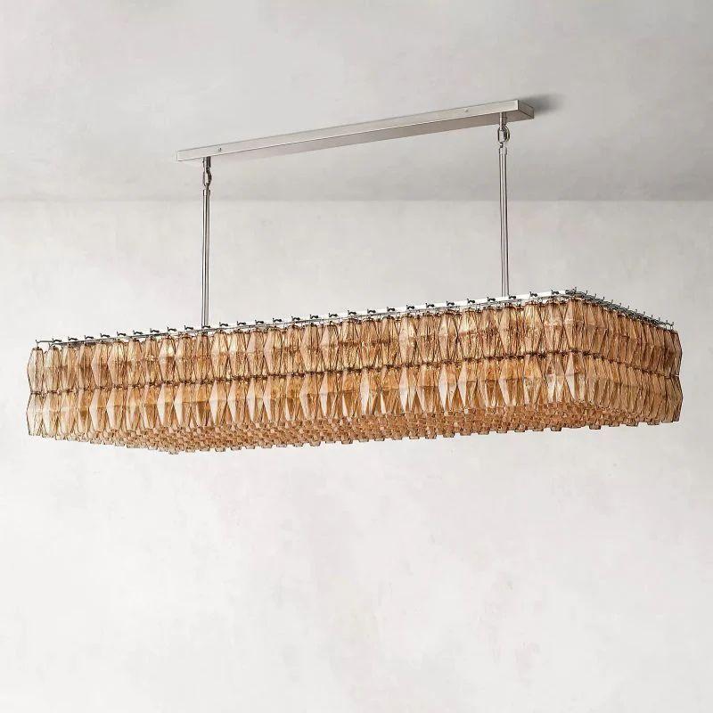 Chiara Smoke Glass Rectangular Chandelier 74" For Living Room - King Lamps