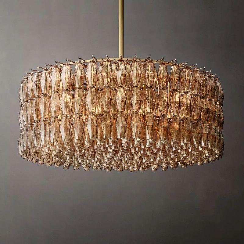 Chiara Smoke Glass Round Chandelier 47" For Living Room - King Lamps