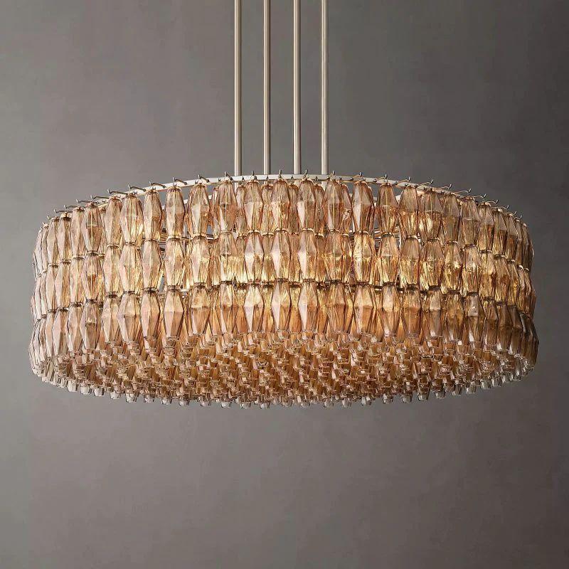 Chiara Smoke Glass Round Chandelier 62" For Living Room - King Lamps