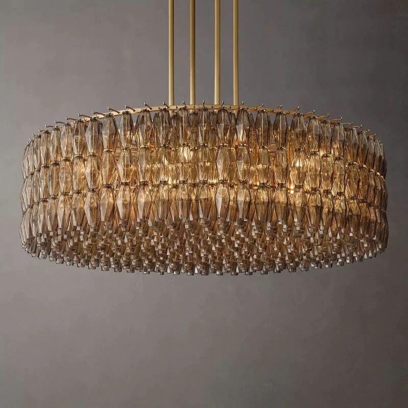 Chiara Smoke Glass Round Chandelier 62" For Living Room - King Lamps