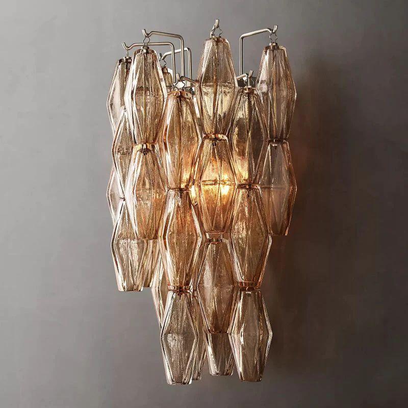 Chiara Smoke Glass Short Bedroom Wall Sconce - King Lamps