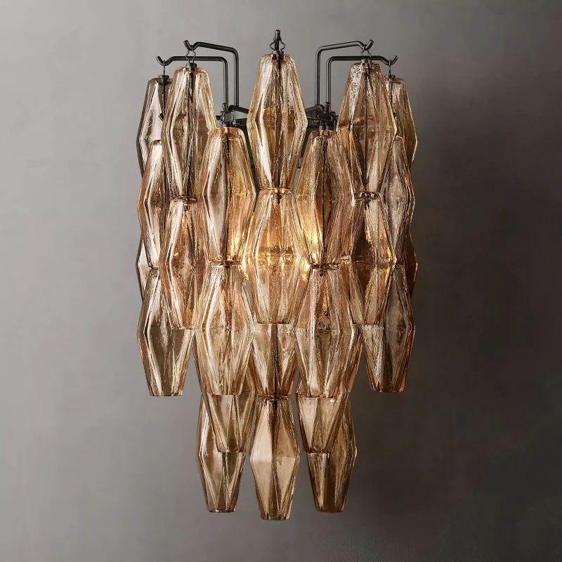 Chiara Smoke Glass Short Bedroom Wall Sconce - King Lamps