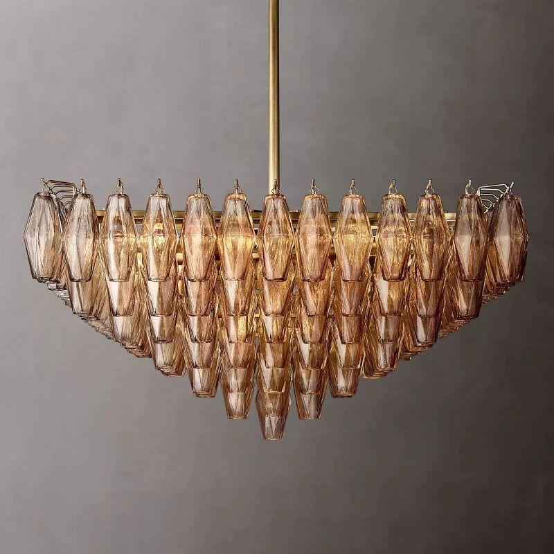 Chiara Smoke Glass Square  Dining Room Chandelier 32" - King Lamps