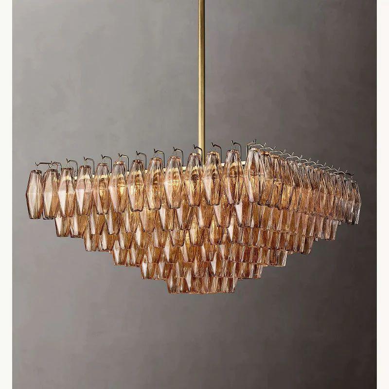 Chiara Smoke Glass Square  Dining Room Chandelier 32" - King Lamps
