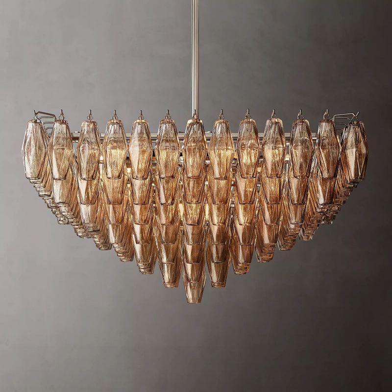 Chiara Smoke Glass Square  Dining Room Chandelier 32" - King Lamps