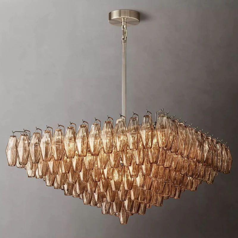 Chiara Smoke Glass Square  Dining Room Chandelier 32" - King Lamps