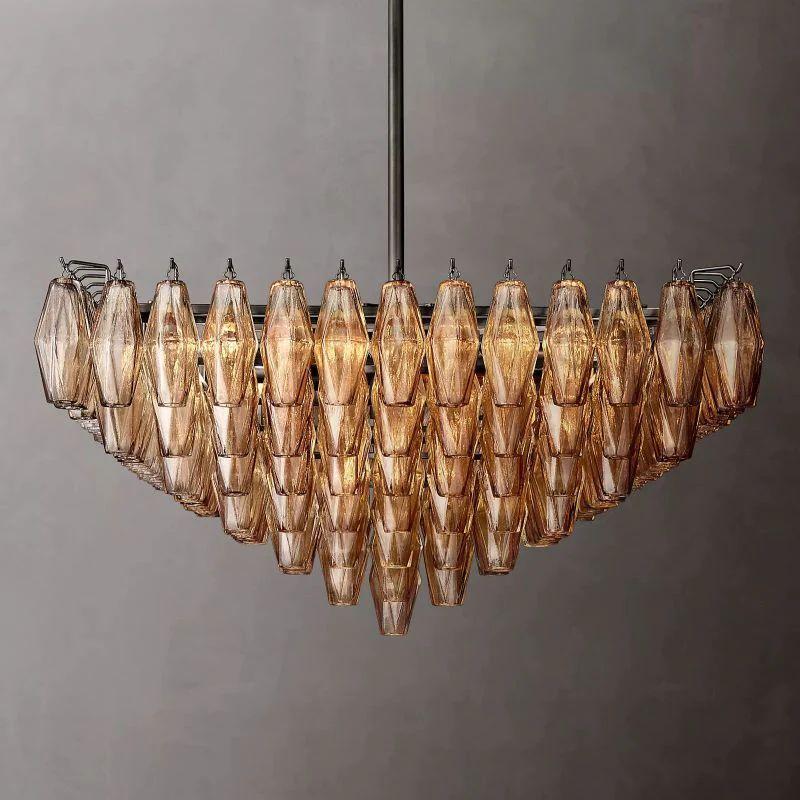 Chiara Smoke Glass Square  Dining Room Chandelier 32" - King Lamps