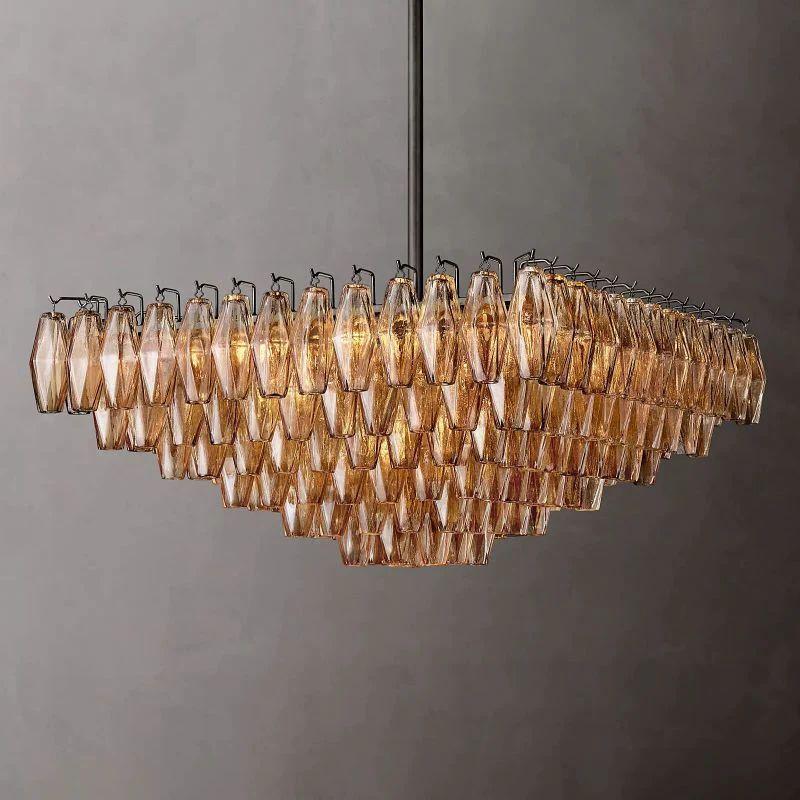 Chiara Smoke Glass Square  Dining Room Chandelier 32" - King Lamps