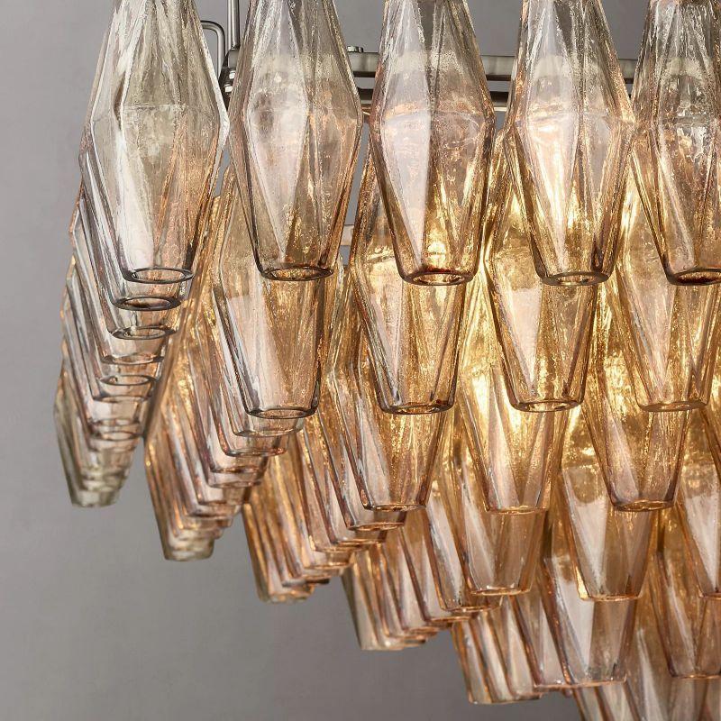 Chiara Smoke Glass Tiered Rectangular Chandelier 54" For Living Room - King Lamps