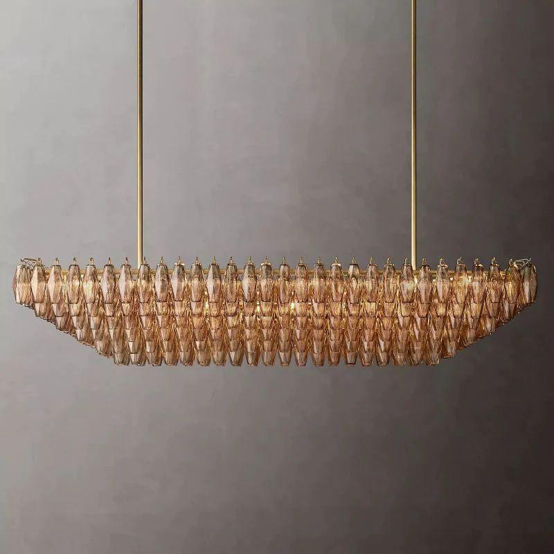 Chiara Smoke Glass Tiered Rectangular Chandelier 74" For Living Room - King Lamps