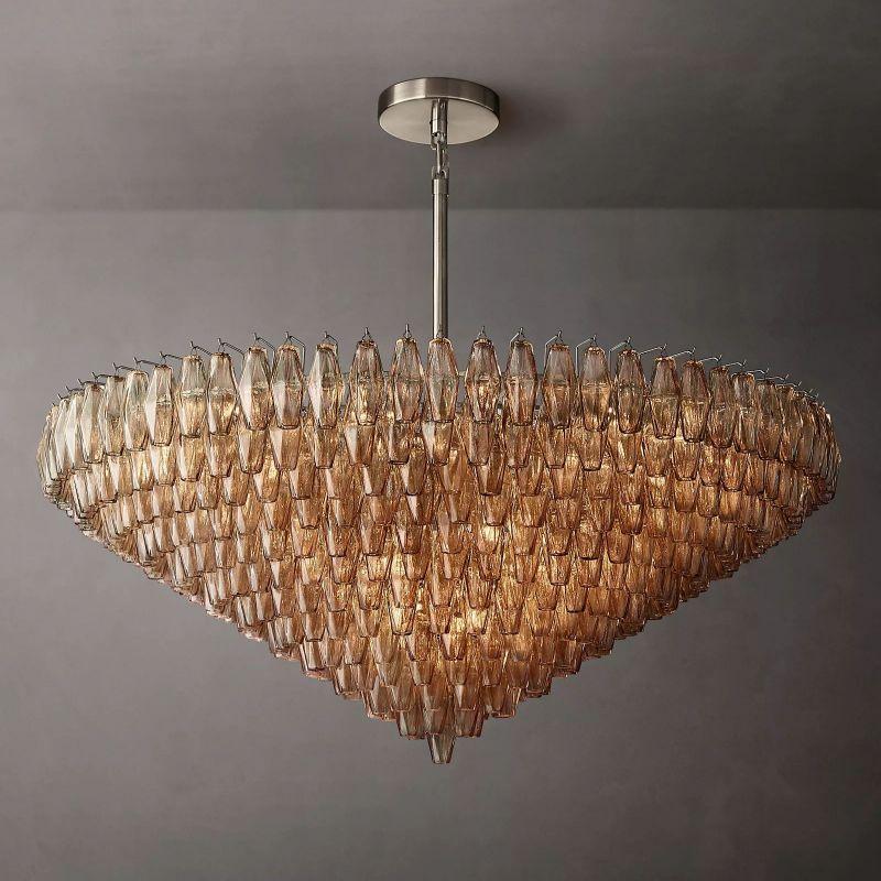 Chiara Smoke Glass Tiered Round Chandelier 62" For Living Room - King Lamps