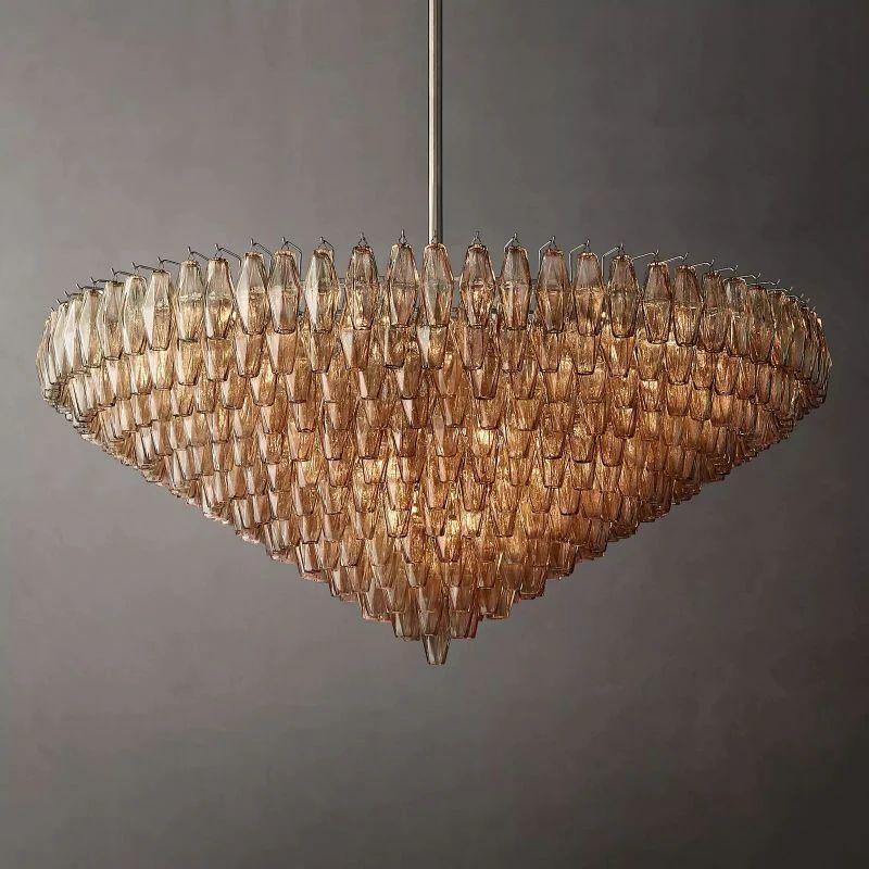Chiara Smoke Glass Tiered Round Chandelier 62" For Living Room - King Lamps