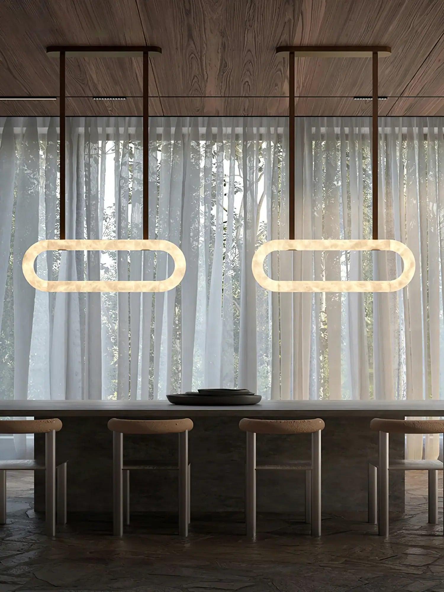 Modern Designer Circle Alabaster Chandelier - King Lamps