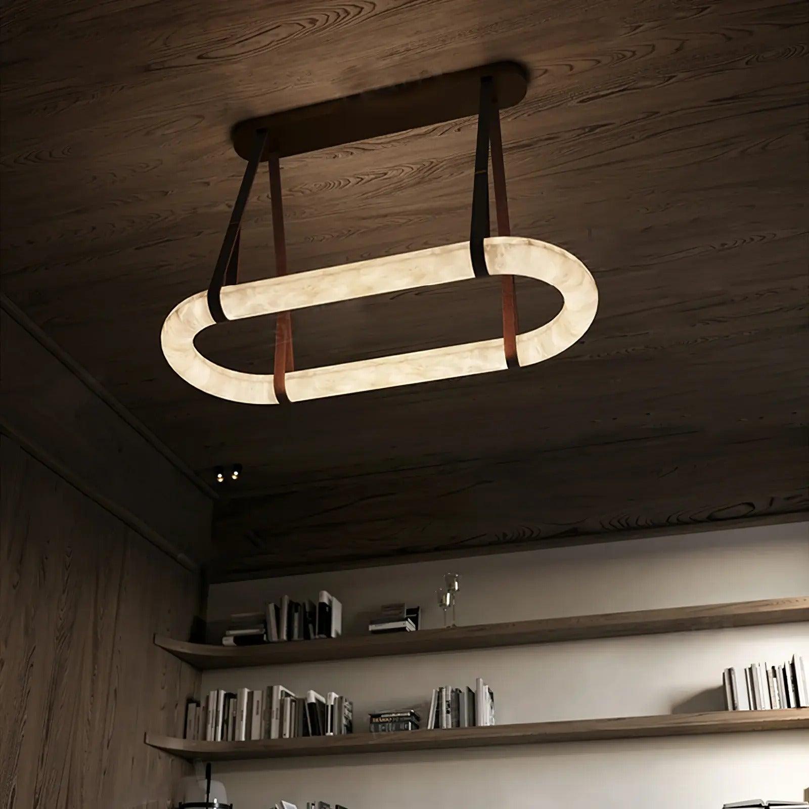 Modern Designer Circle Alabaster Chandelier - King Lamps