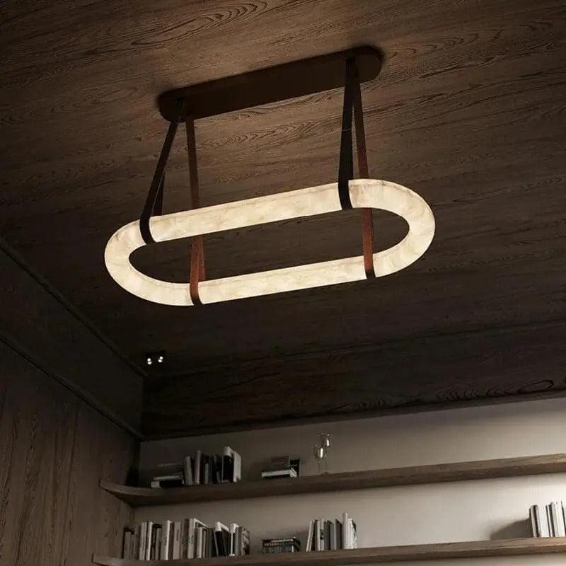 Modern Designer Circle Alabaster Chandelier - King Lamps