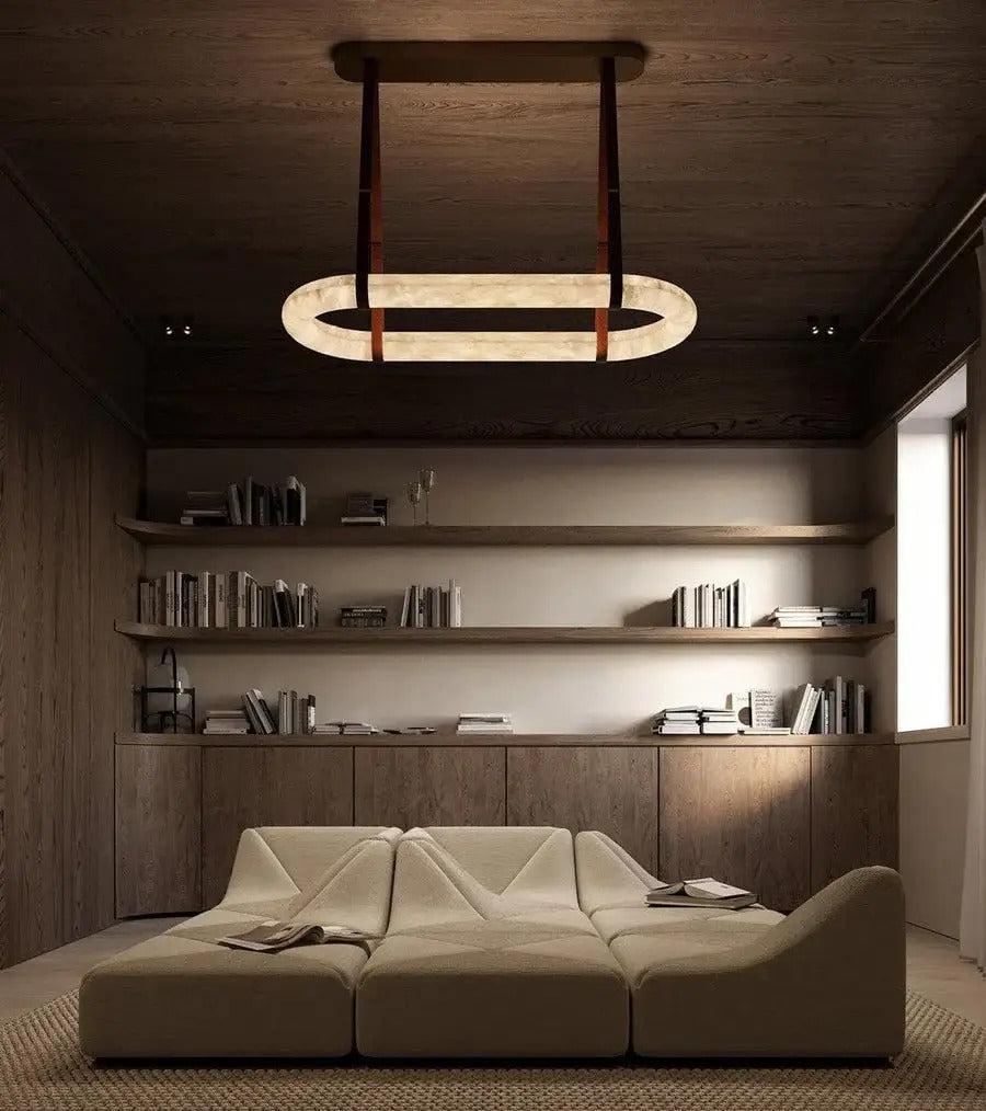 Modern Designer Circle Alabaster Chandelier - King Lamps
