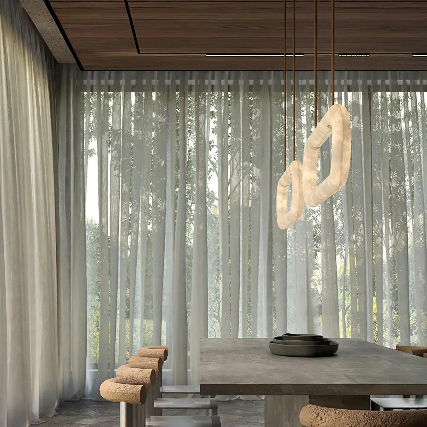 Modern Designer Circle Alabaster Chandelier - King Lamps