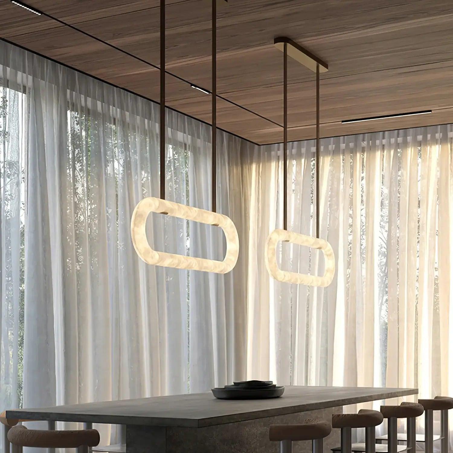 Modern Designer Circle Alabaster Chandelier - King Lamps
