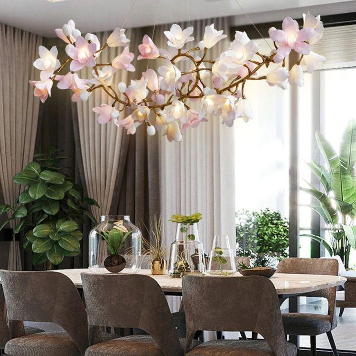 Circular Blossom Ceramic Chandelier - King Lamps