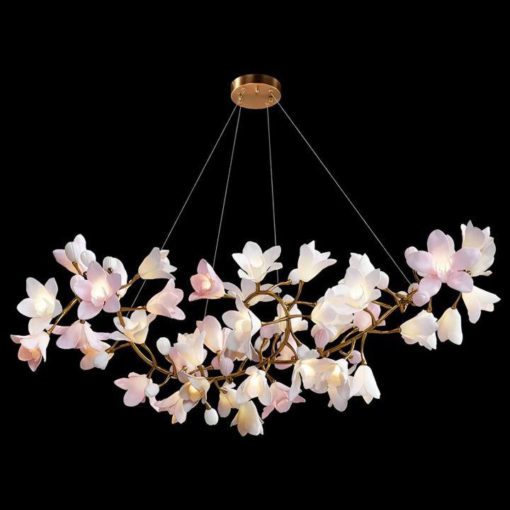 Circular Blossom Ceramic Chandelier - King Lamps