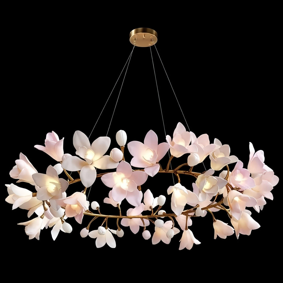 Circular Blossom Ceramic Chandelier - King Lamps
