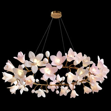 Circular Blossom Ceramic Chandelier - King Lamps