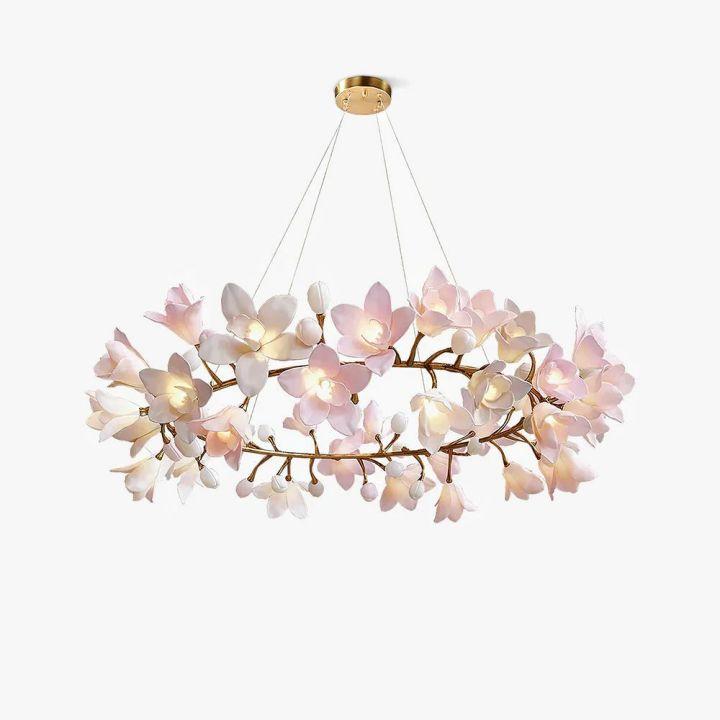 Circular Blossom Ceramic Chandelier - King Lamps