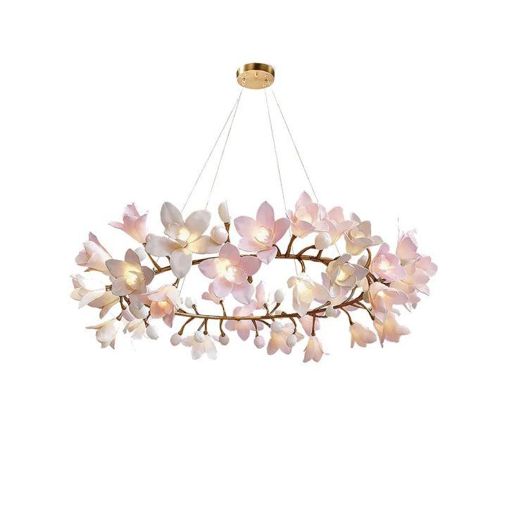 Circular Blossom Ceramic Chandelier - King Lamps