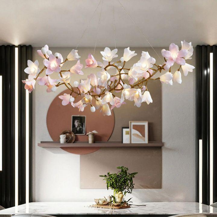 Circular Blossom Ceramic Chandelier - King Lamps