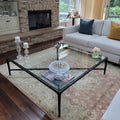 Thaddeus Forged Iron Square Glass Coffee Table - King Lamps