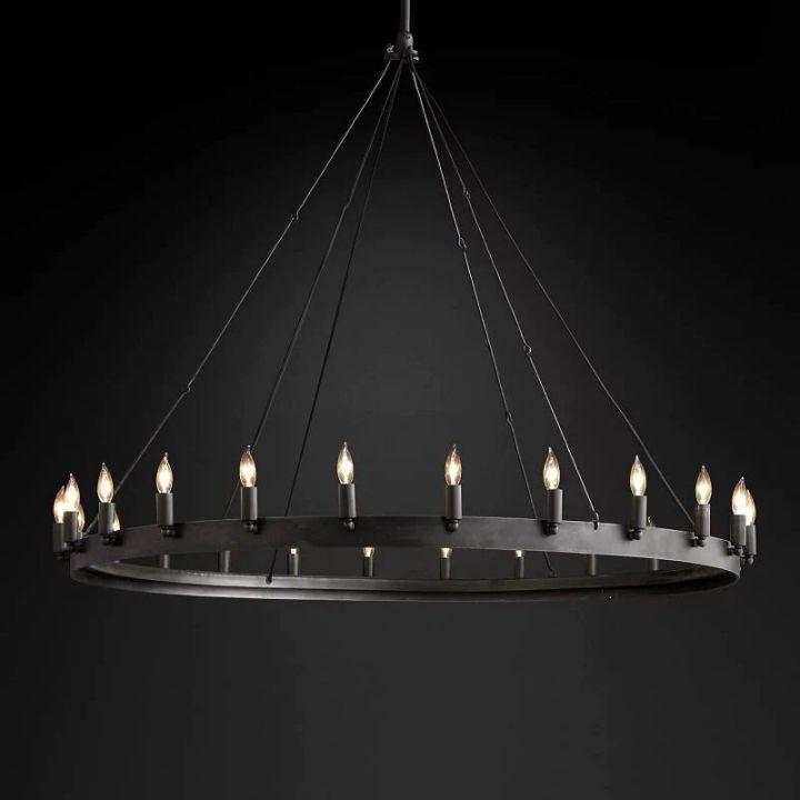 Camino Vintage Candelabra Round Chandelier 50''D - King Lamps