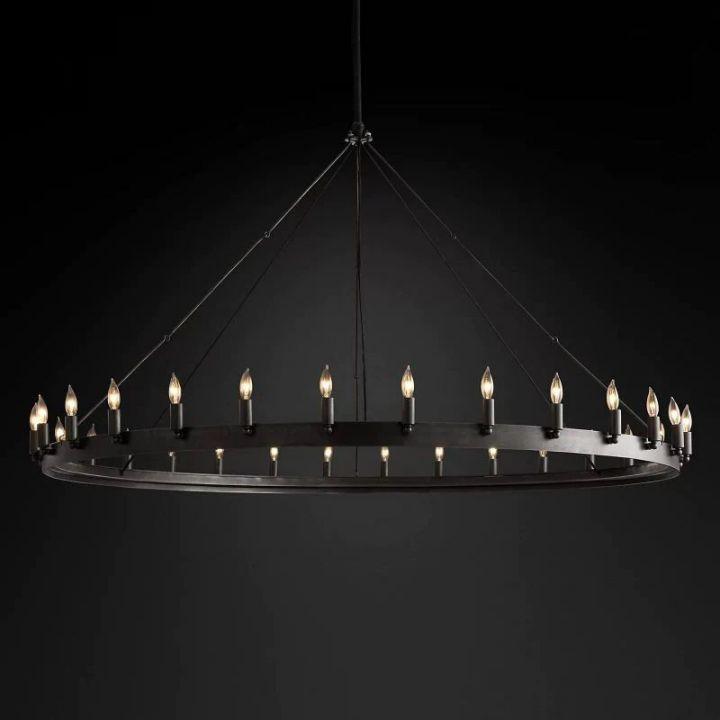 Camino Vintage Candelabra Round Chandelier 63''D - King Lamps