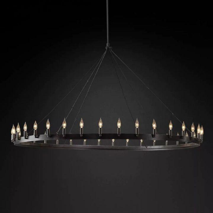 Camino Vintage Candelabra Round Chandelier 73''D - King Lamps