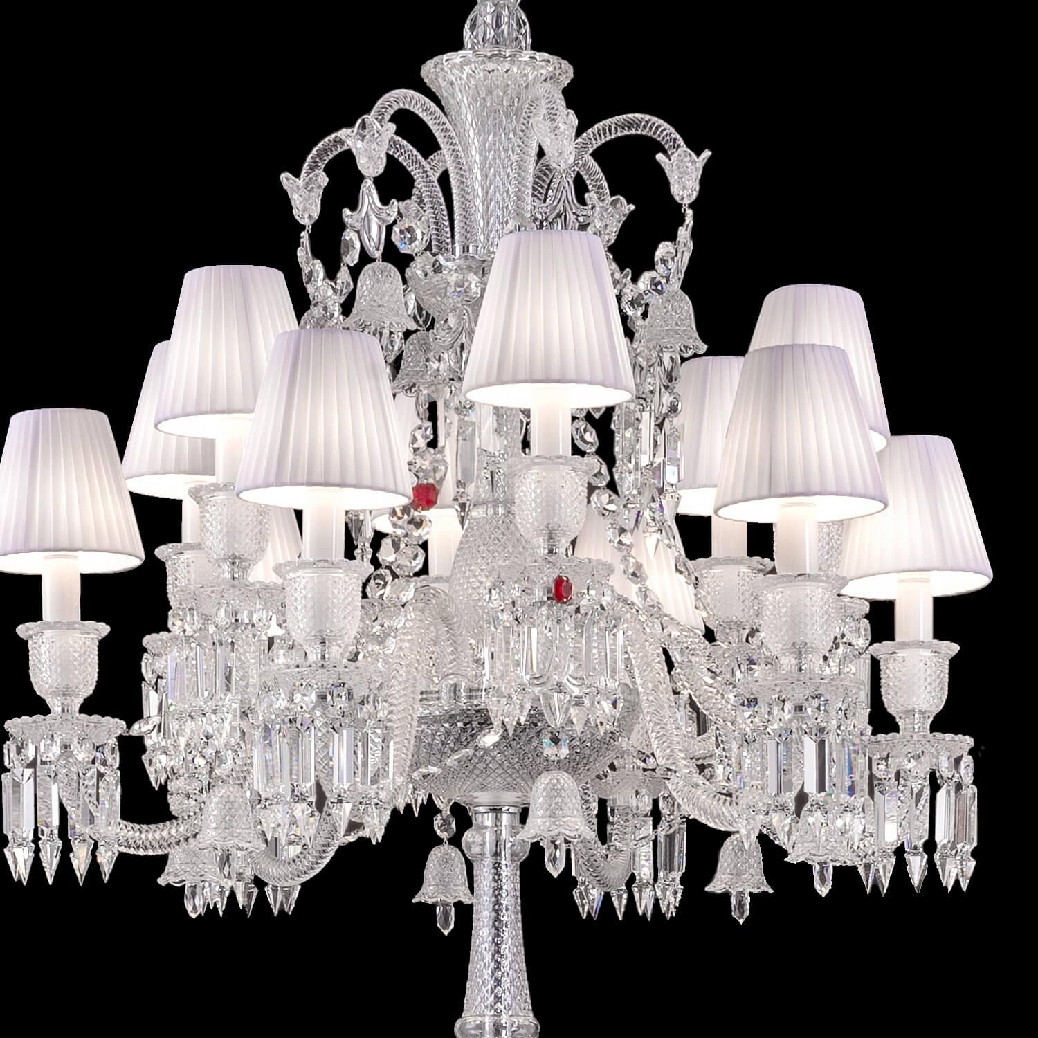 Baccarat Zénith Crystal Candelabra With Fabric Shade - King Lamps