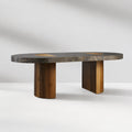 Calacius Dining Table Oxidized Steel Wood Industrial Artisanal Dining