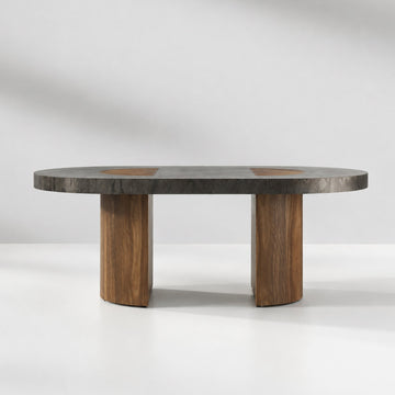 Calacius Dining Table Oxidized Steel Wood Industrial Artisanal Dining