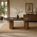 Calacius Dining Table Oxidized Steel Wood Industrial Artisanal Dining