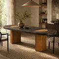Calacius Dining Table Oxidized Steel Wood Industrial Artisanal Dining