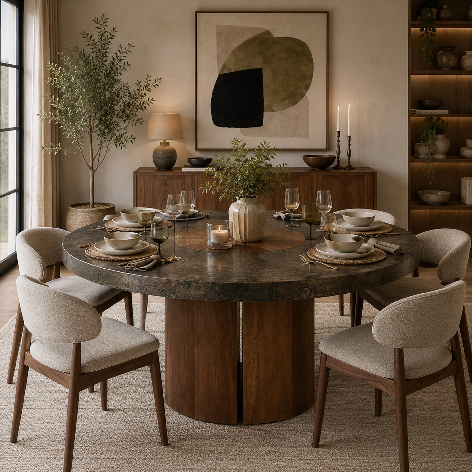 Calacius Artisan Round Dining Table in Reclaimed Reclaimed Wood