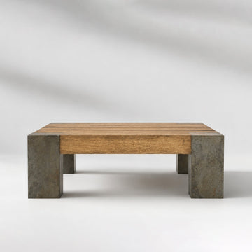 Tellurian Square Oak Coffee Table Wood Cocktail Table Living Room Center Tea Table Vintage Cocktail Table