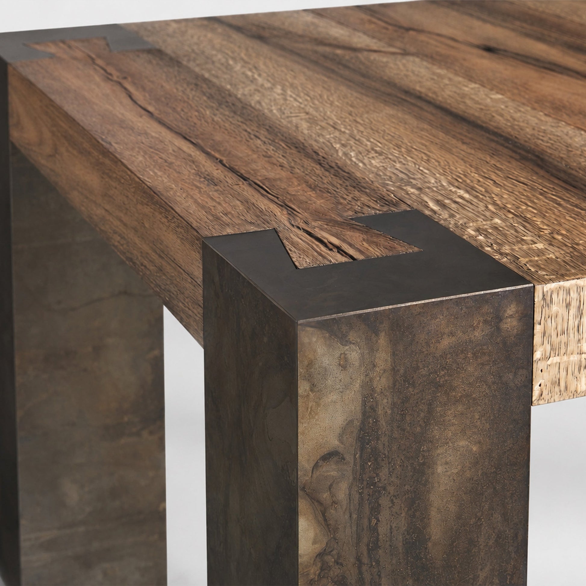 Tellurian Oak Dining Table Rectangular Handcrafted Rustic Industrial Dining Furniture