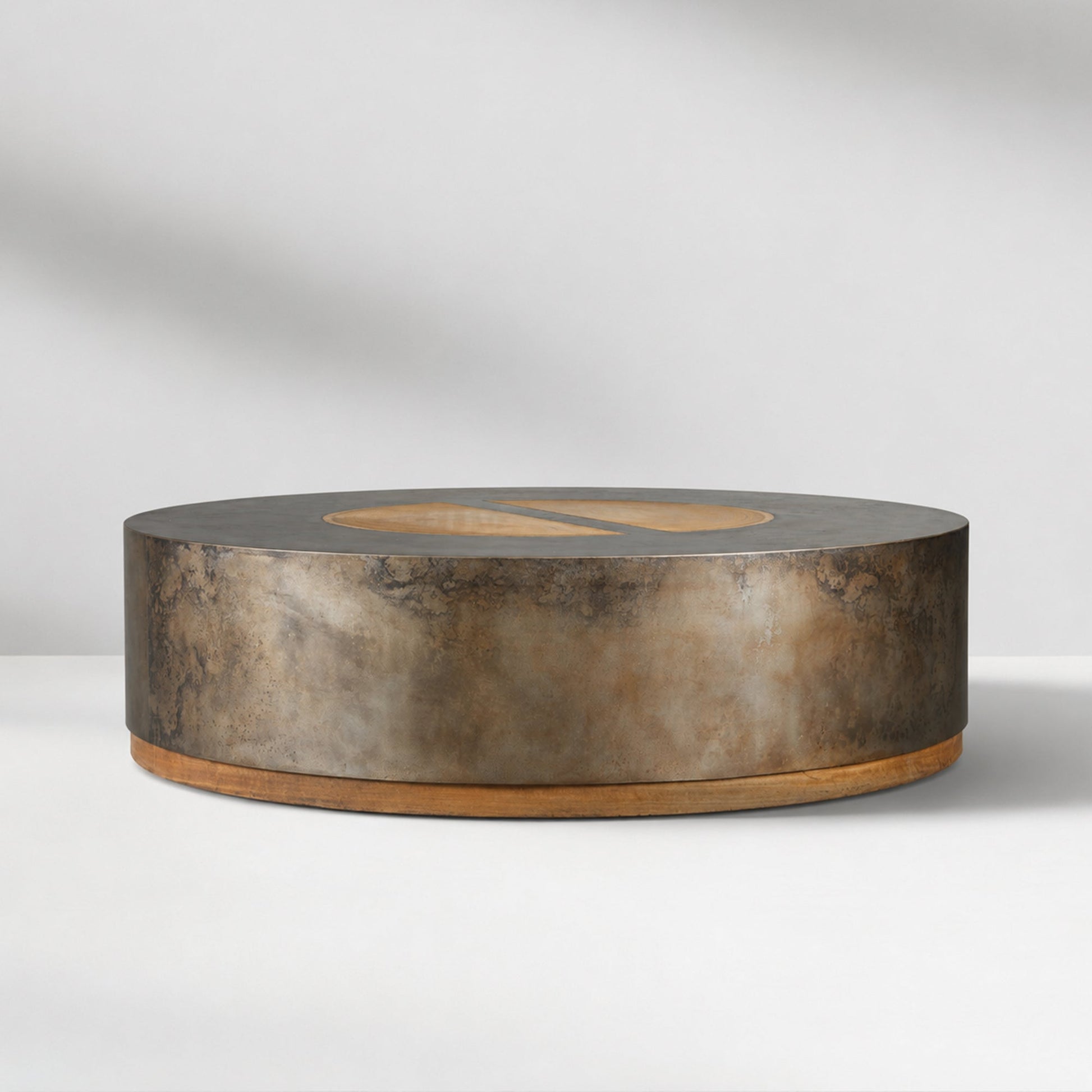 Calacius Round Coffee Table Yukas Wood Cocktail Table Sofa Industrial Center Tea Table
