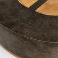 Calacius Round Coffee Table Yukas Wood Cocktail Table Sofa Industrial Center Tea Table