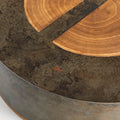 Calacius Round Coffee Table Yukas Wood Cocktail Table Sofa Industrial Center Tea Table