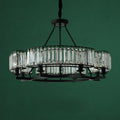 Decorative 6/ 8/ 10/ 12-Light Crystal Ceiling Chandelier Triangular Prism Island Light Fixture Metal Shade for Living Room-King Lamps
