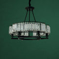 Decorative 6/ 8/ 10/ 12-Light Crystal Ceiling Chandelier Triangular Prism Island Light Fixture Metal Shade for Living Room-King Lamps