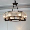 Decorative 6/ 8/ 10/ 12-Light Crystal Ceiling Chandelier Triangular Prism Island Light Fixture Metal Shade for Living Room-King Lamps