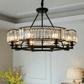 Decorative 6/ 8/ 10/ 12-Light Crystal Ceiling Chandelier Triangular Prism Island Light Fixture Metal Shade for Living Room-King Lamps